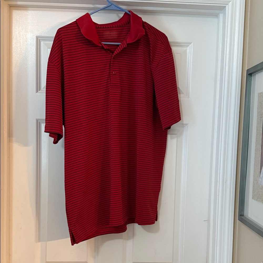 Callaway Red and Black Striped Polo